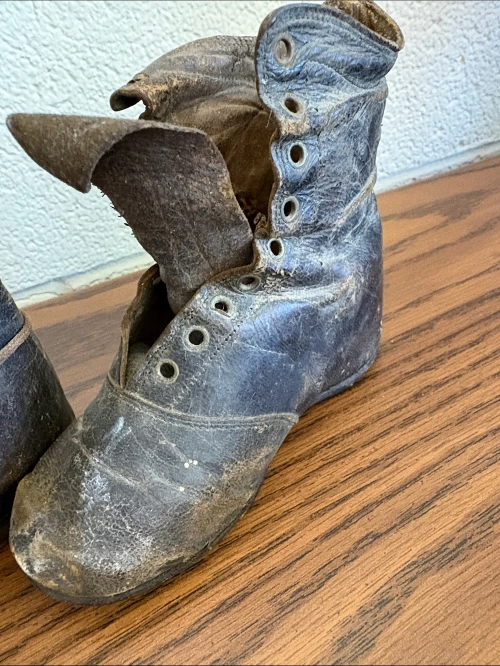 Antique Victorian Leather Child Boots High Top Well Worn Primitive